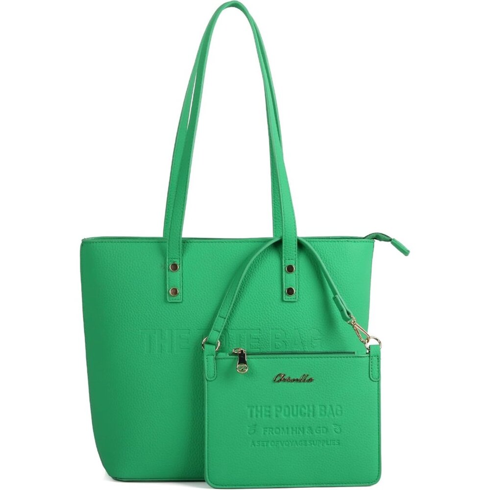 Women's Green-Grained PU Leather Sophisticated Elegant Retro Style Tote Bag